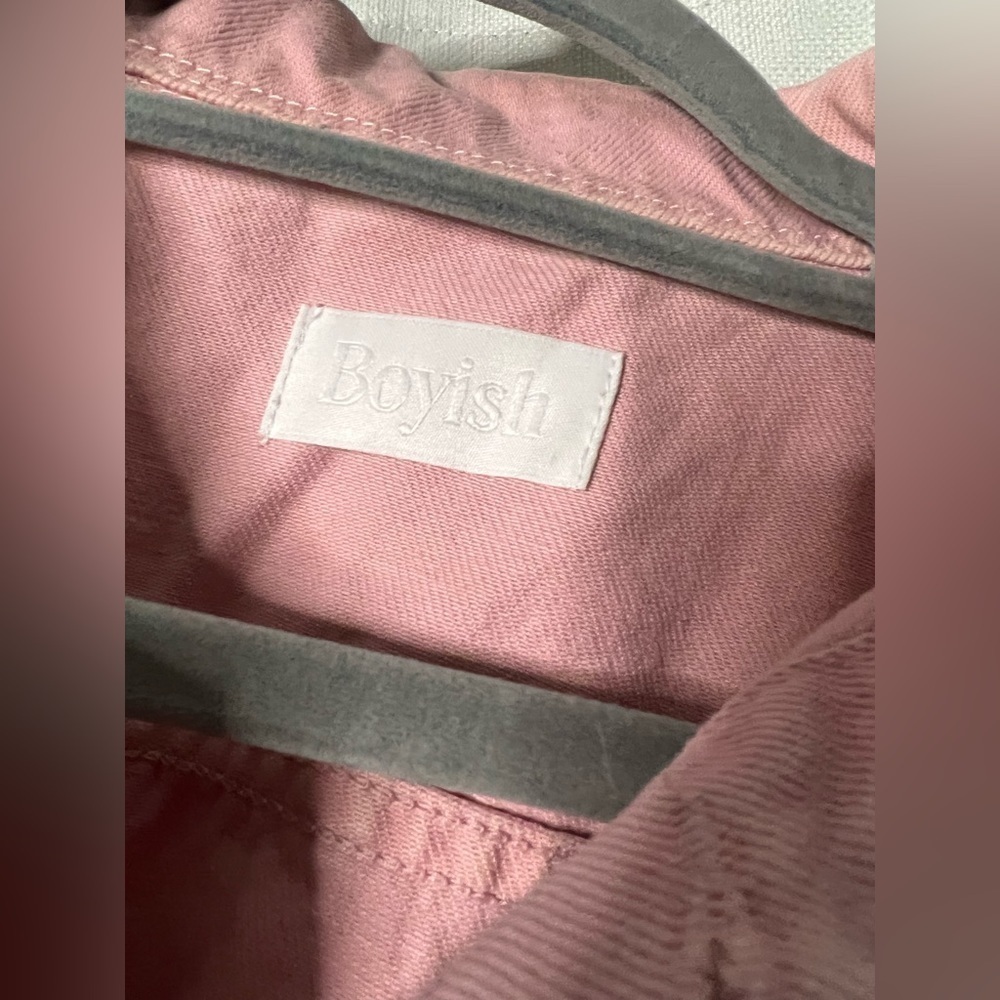 Boyish The Tommy Pink Denim Cropped Oversized Jacket Small - Picture 6 of 11
